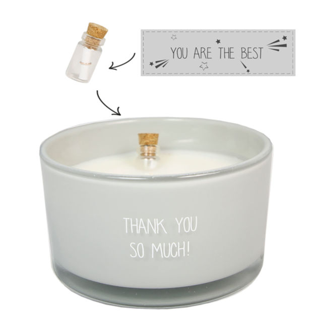 Afbeeldingen van Flessenpost kaars - Thank you so much!