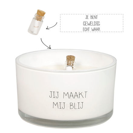 Afbeeldingen van Flessenpost kaars - Jij maakt mij blij